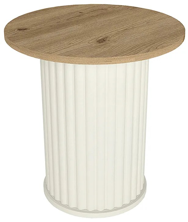 Τραπεζάκι βοηθητικό Bohema Megapap χρώμα ivory - sepet oak Ø50x53,2εκ.