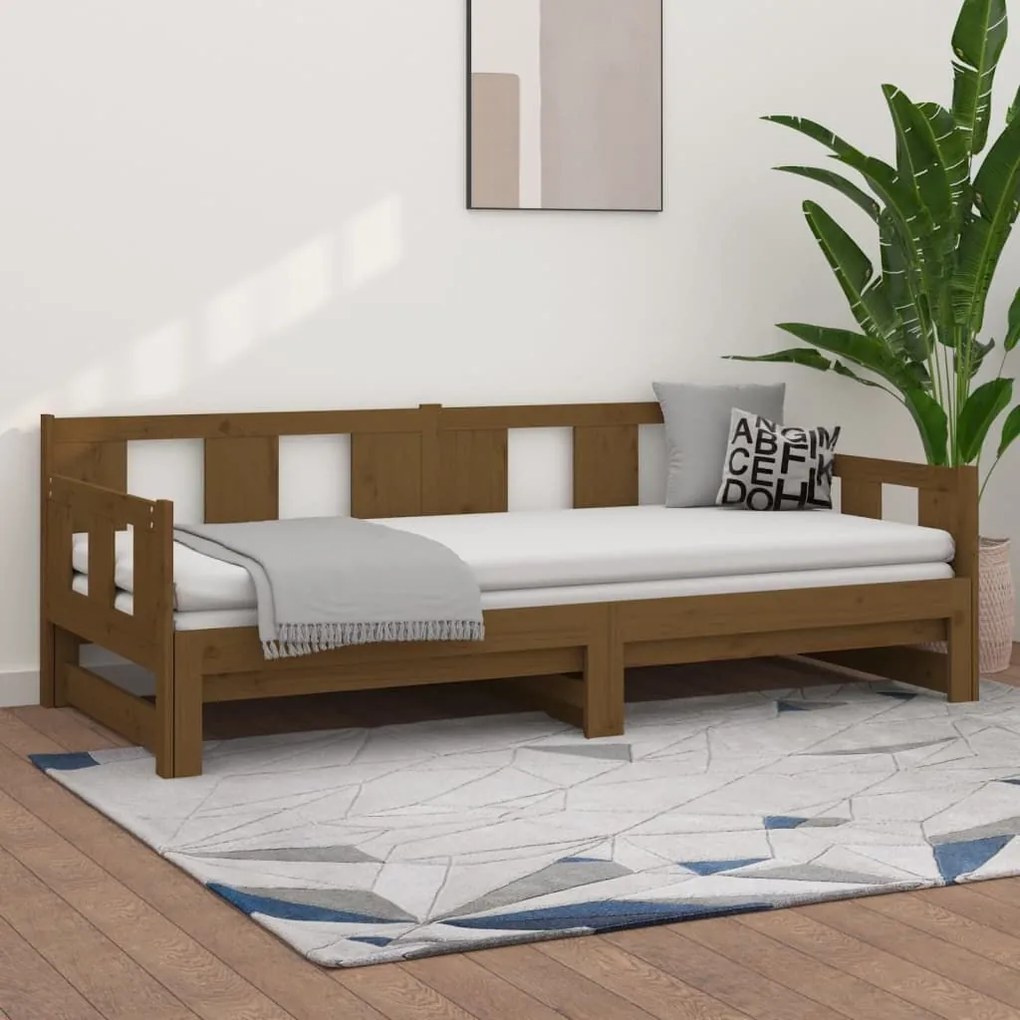 Καναπές Κρεβάτι Συρόμενος Μελί 2x(80x200) εκ. από Μασίφ Πεύκο - Καφέ
