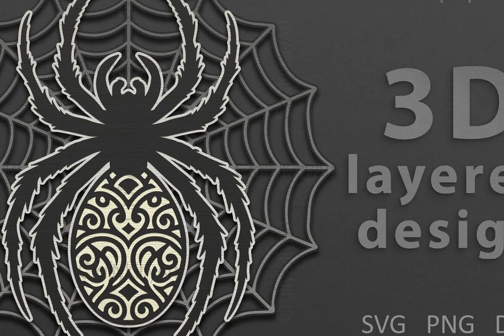Σετ των 3 Intra απο ξύλο plywood 3mm-4mm πάχος 3D Layered Spider Mandala  Δίασταση 8x8 cm INTRAFABR-107562175