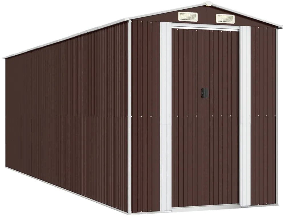 vidaXL Αποθήκη Κήπου Σκούρο καφέ 192x606x223 εκ. Γαλβανισμένο Ατσάλι