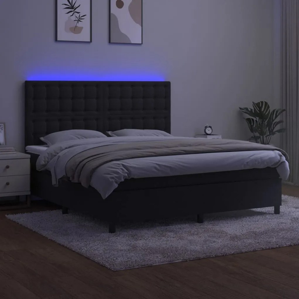 ΚΡΕΒΑΤΙ BOXSPRING ΜΕ ΣΤΡΩΜΑ &amp; LED ΜΑΥΡΟ 180X200 ΕΚ. ΒΕΛΟΥΔΙΝΟ 3136379