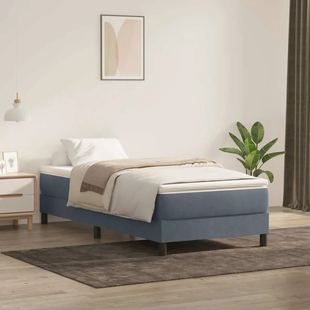 Box Spring Κρεβάτι χωρίς στρώμα Σκούρο γκρι 80x210 cm Βελούδινο - Γκρι