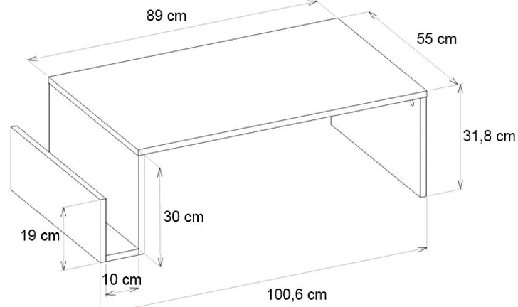 Τραπεζάκι σαλονιού Regnar Megapap χρώμα λευκό 100,6x55x31,8εκ.