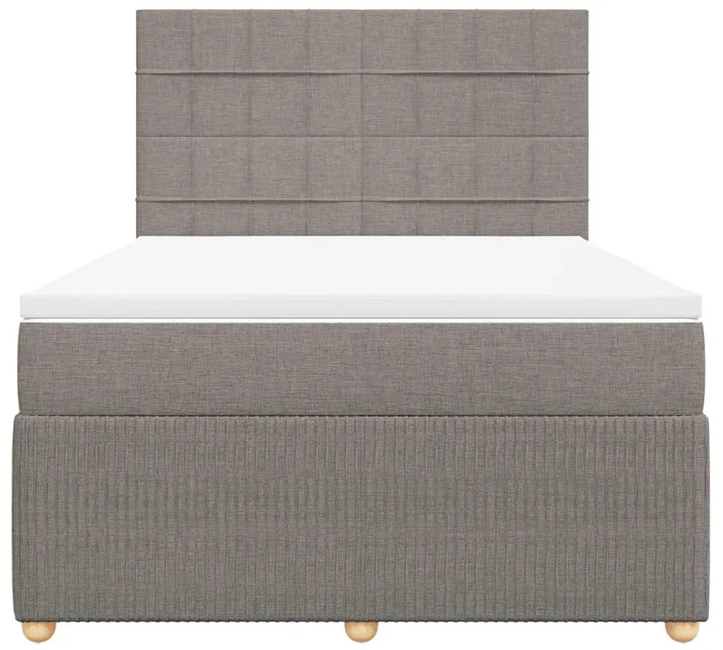 vidaXL Κρεβάτι Boxspring με Στρώμα Taupe 140x200 εκ. Υφασμάτινο