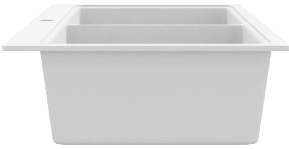 Νεροχύτης Ένθετος με Διπλή Γούρνα Λευκός Γρανιτένιος