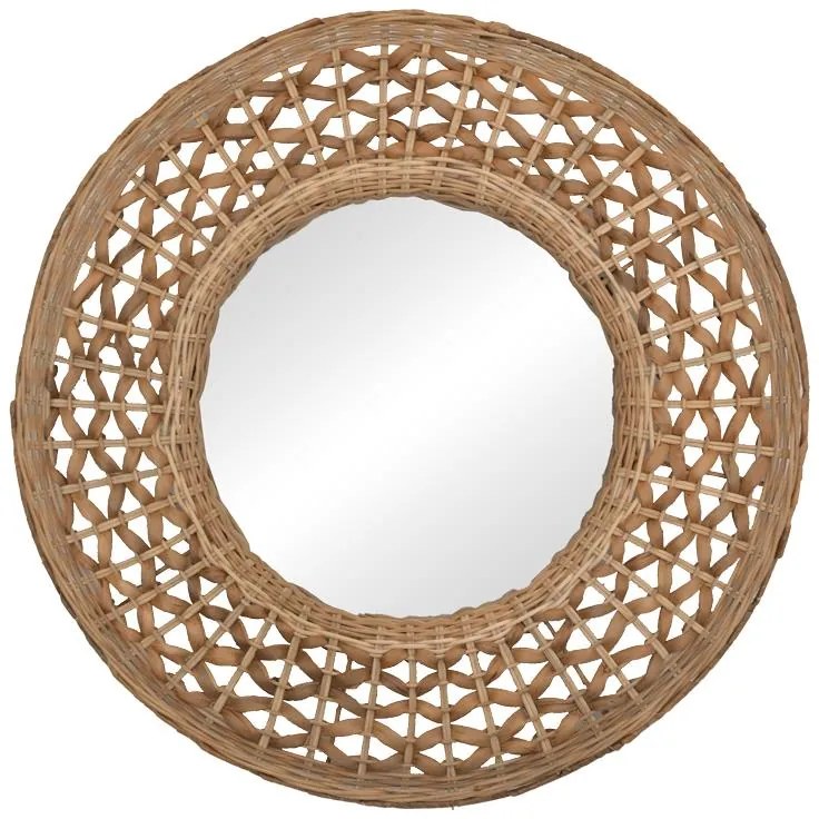 Καθρέπτης Mazun Inart  ξύλο σε φυσική απόχρωση Φ60x8εκ 60x60x8 εκ.