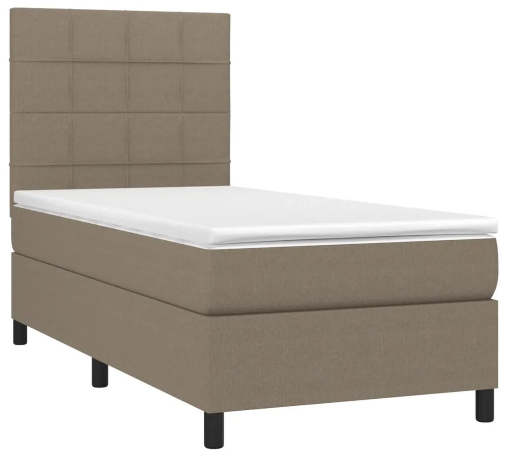 vidaXL Κρεβάτι Boxspring με Στρώμα & LED Taupe 80x200 εκ. Υφασμάτινο