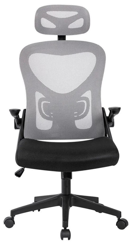 BF3050 Πολυθρόνα Γραφείου- Διευθυντή, Mesh Μαύρο-Γκρι, Μπράτσα up-down 63x63x118/128cm