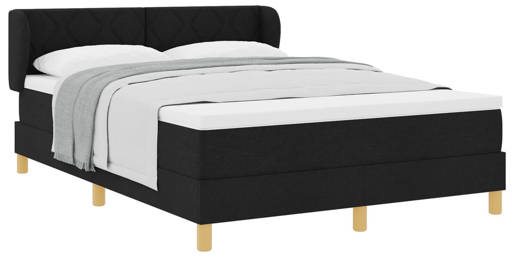 vidaXL Κρεβάτι Box Spring με στρώμα - Μαύρο, 140x200 εκ., Ύφασμα