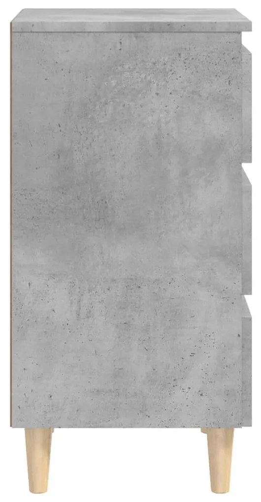 vidaXL Κομοδίνα 2 τεμ. Γκρι Σκυροδέμ. 40x35x69 εκ. Μασίφ Ξύλινα Πόδια