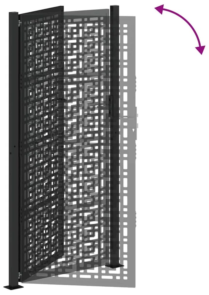 Πύλη κήπου Μαύρη 105x205 cm Ατσάλινος Σταυρός Σχεδιασμός - Μαύρο
