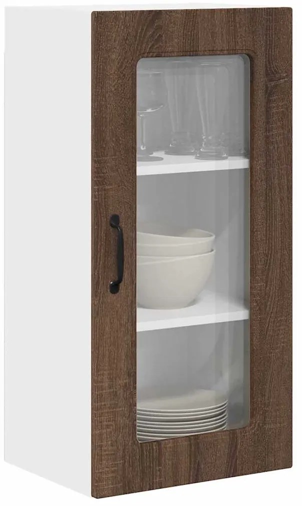 vidaXL Κρεμαστό ντουλάπι κουζίνας 2 pcs Καφέ δρυς 40 x 31 x 80 εκ.