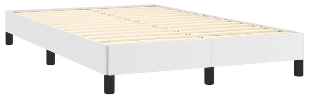 vidaXL Κρεβάτι Boxspring με Στρώμα & LED Λευκό 120x190 εκ. Συνθ. Δέρμα