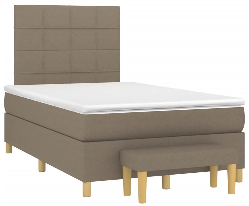 vidaXL Κρεβάτι Boxspring με Στρώμα Taupe 120x190 εκ. Υφασμάτινο