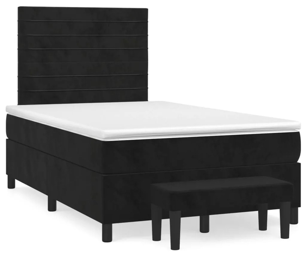 vidaXL Κρεβάτι Boxspring με Στρώμα Μαύρο 120 x 200 εκ. Βελούδινο