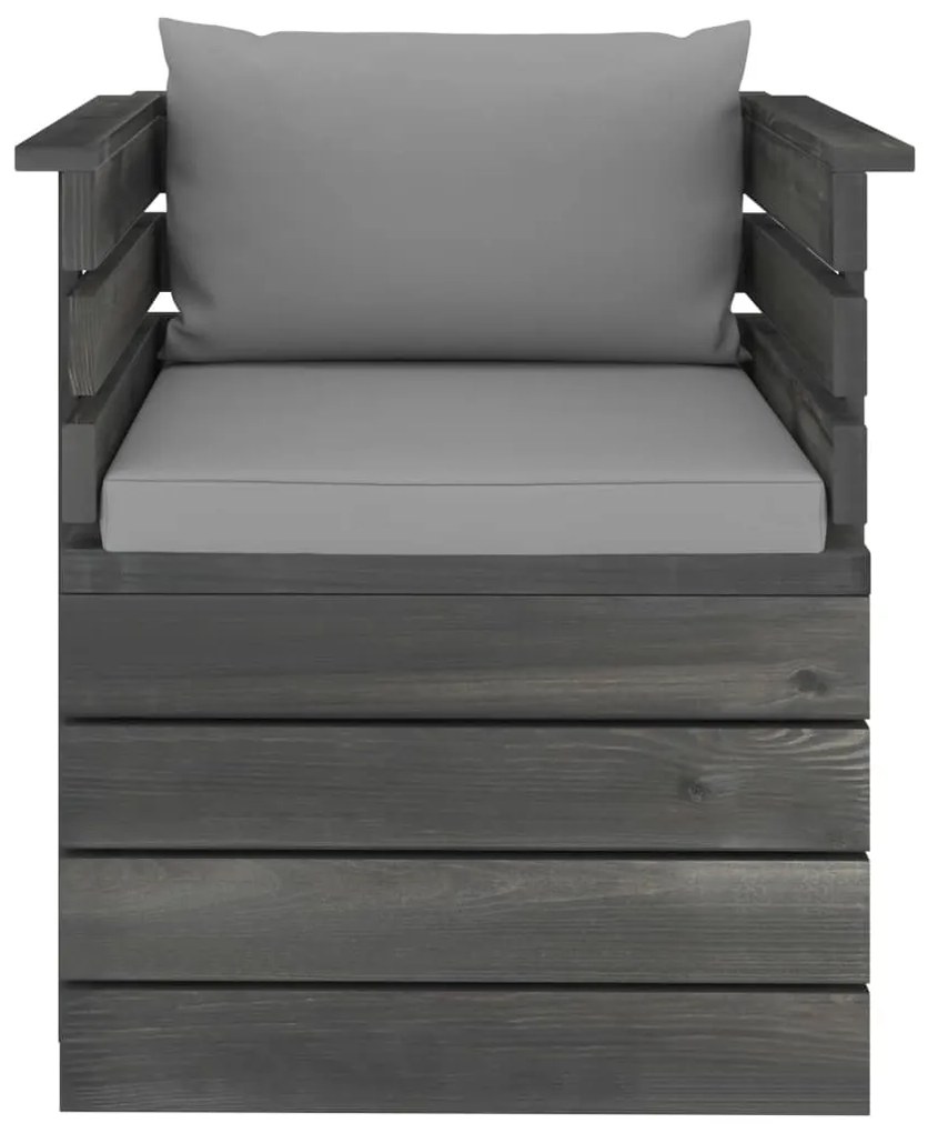 vidaXL Πολυθρόνα Κήπου από Ξύλο Πεύκου με Μαξιλάρια