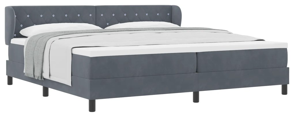 vidaXL Κρεβάτι Box Spring με Στρώμα Σκούρο Γκρι 200x200 cm Βελούδο