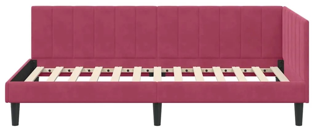 vidaXL Κρεβάτι Γωνίας με κεφαλάρι Μπορντό 100 x 200 cm Βελούδο