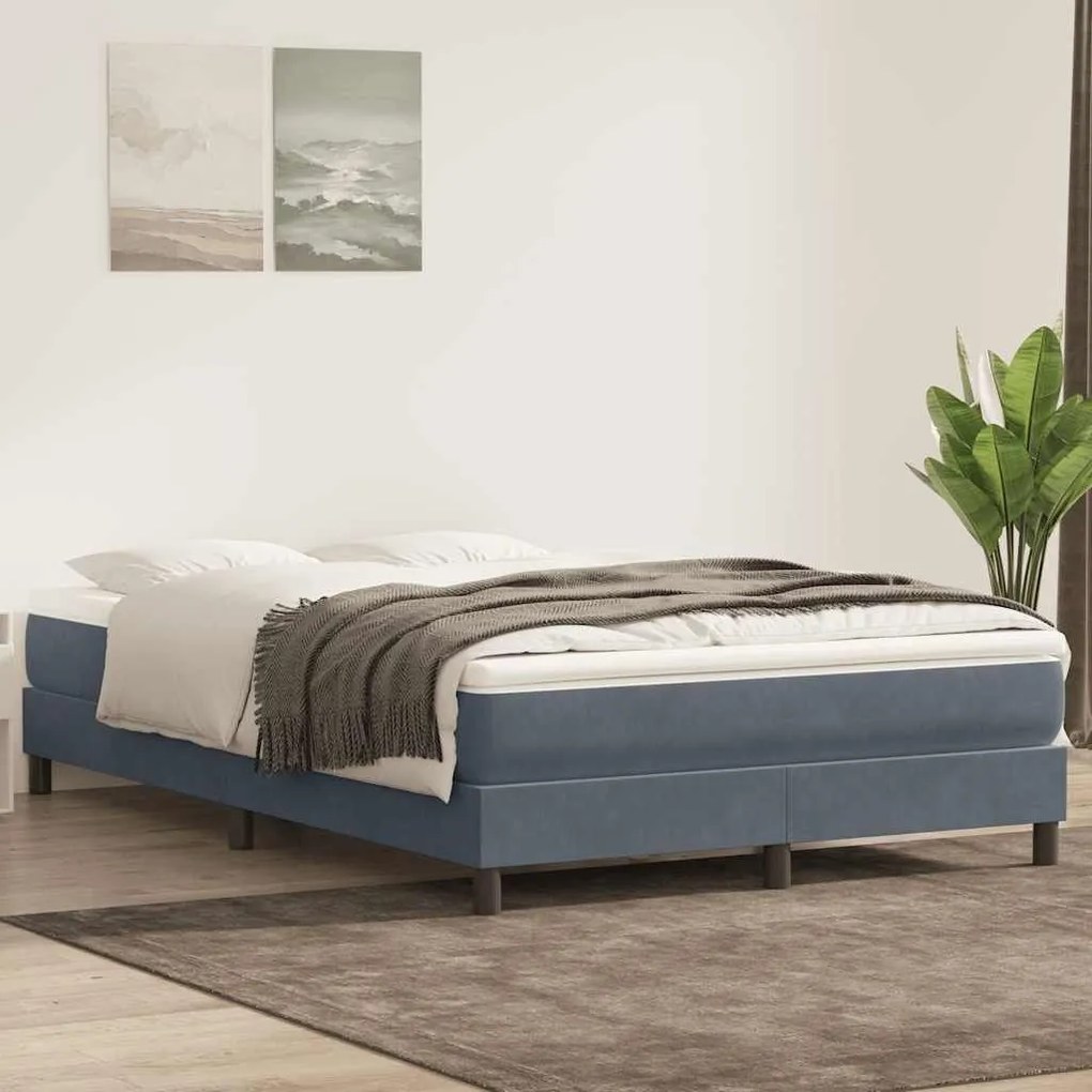 Box Spring Κρεβάτι χωρίς στρώμα Σκούρο γκρι 140x220cm Βελούδινο - Γκρι