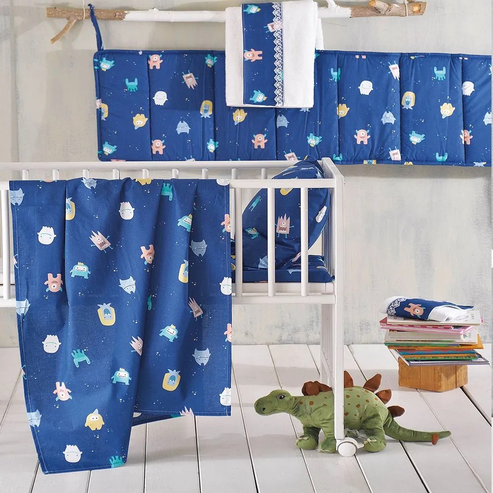 Σεντόνι Βρεφικό Busters Blue Ρυθμός Crib 80x110cm 100% Βαμβάκι