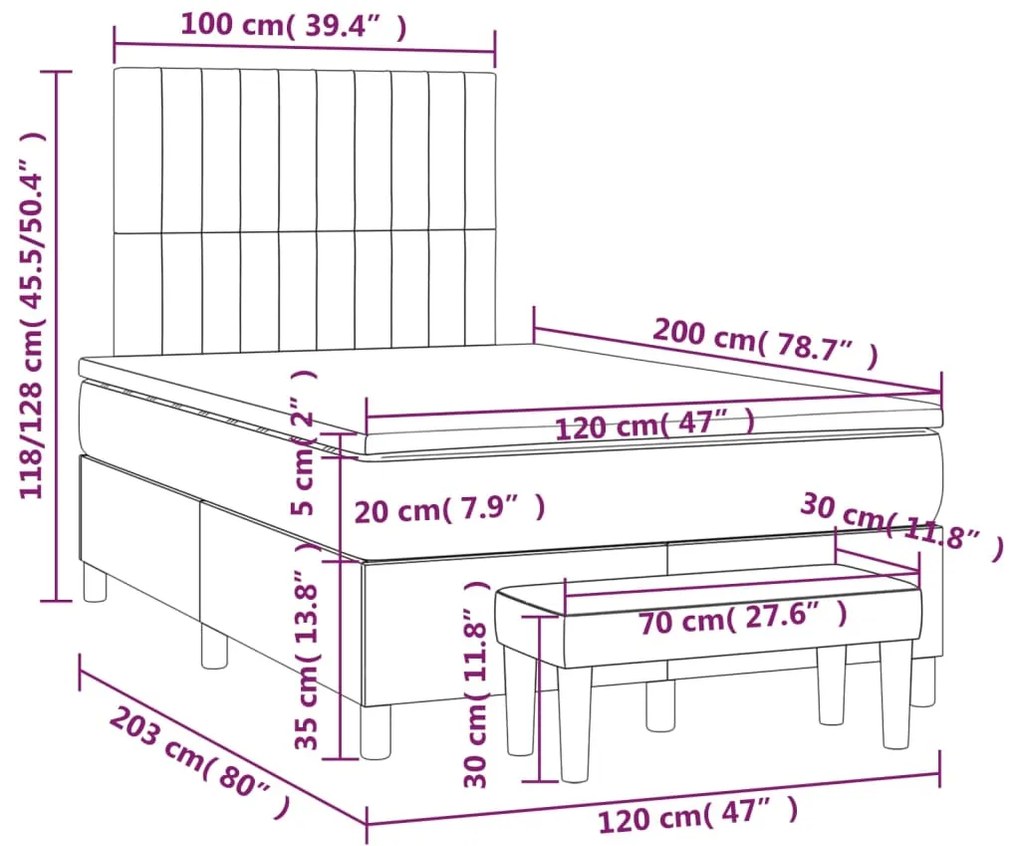 ΚΡΕΒΑΤΙ BOXSPRING ΜΕ ΣΤΡΩΜΑ ΑΝΟΙΧΤΟ ΓΚΡΙ 120X200 ΕΚ. ΥΦΑΣΜΑΤΙΝΟ 3137301