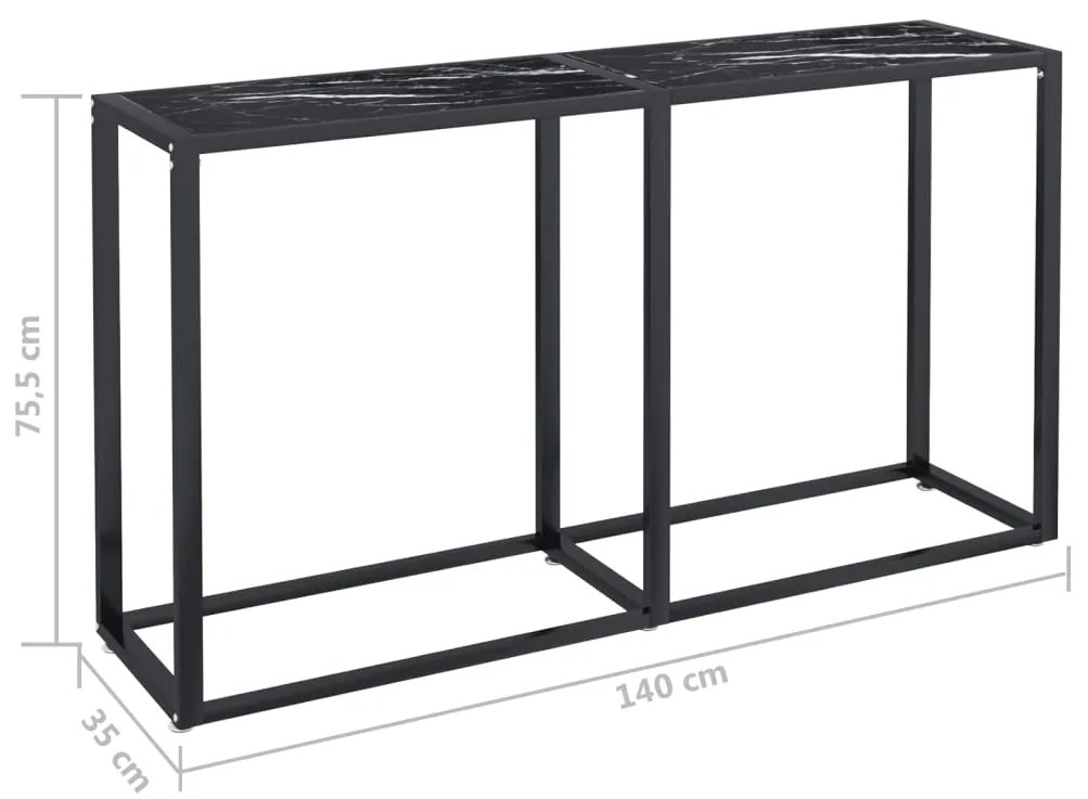 vidaXL Τραπέζι Κονσόλα Μαύρο Όψη Μαρμάρου 140x35x75,5 εκ. Ψημένο Γυαλί