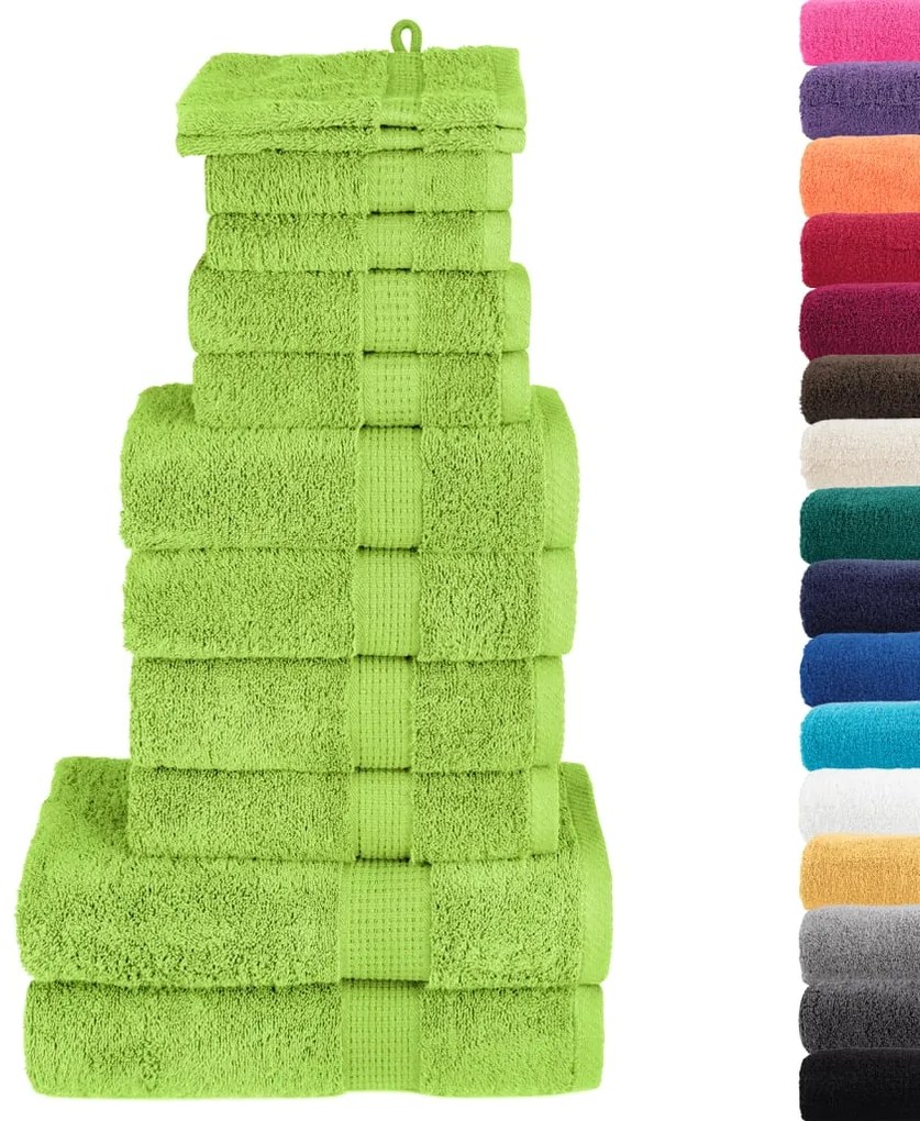 vidaXL Σετ Πετσετών Premium 12 Τεμαχίων SOLUND Πράσινο Μήλου 600 γρ./μ²