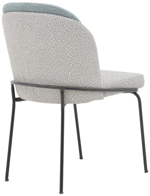 Καρέκλα Dore γκρι-γαλάζιο μπουκλέ ύφασμα-μαύρο μέταλλο 50x47.5x82εκ 50x47.5x82 εκ.