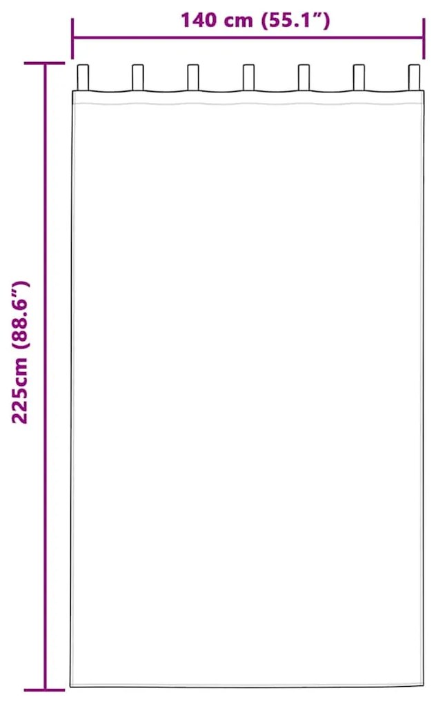 vidaXL Κουρτίνες Μαύρης Ύφανσης με Δαχτυλίδια 2 pcs Κρεμ 225 x 140 εκ.