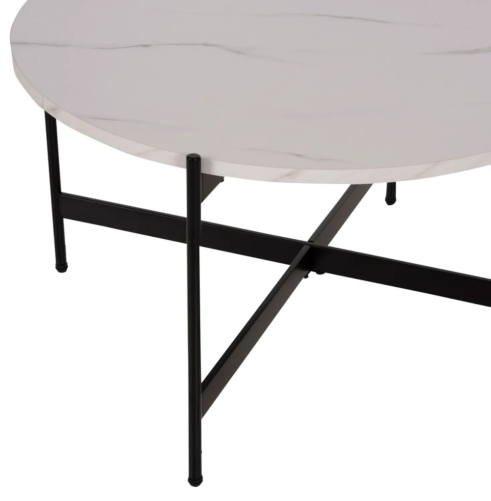 ΣΕΤ 2ΤΜΧ ΤΡΑΠΕΖΙΑ ΣΑΛΟΝΙΟΥ RONDA HM21089.04 MDF ΛΕΥΚΟ ΜΑΡΜΑΡΟ Φ80εκ &amp; Φ50εκ (1 Τεμμάχια)
