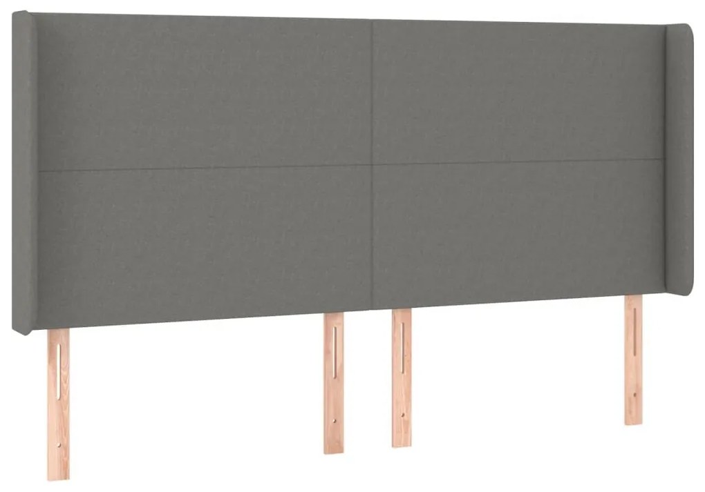 Κεφαλάρι Κρεβατιού LED Σκούρο Γκρι 163x16x118/128εκ. Υφασμάτινο - Γκρι