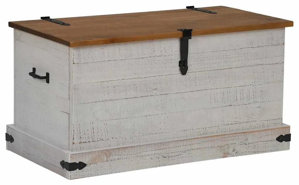 vidaXL Σεντούκι αποθήκευσης HALDEN Λευκό 91x48x47 cm Στερεό ξύλο πεύκο