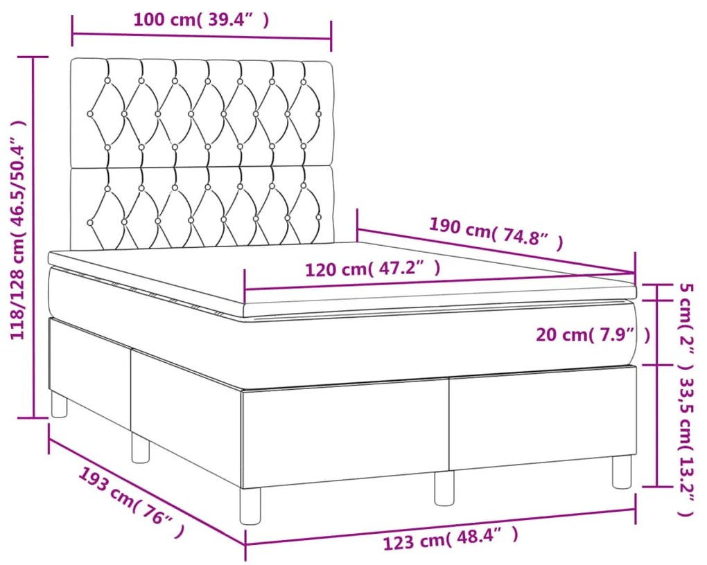 ΚΡΕΒΑΤΙ BOXSPRING ΜΕ ΣΤΡΩΜΑ &amp; LED ΜΠΛΕ 120X190ΕΚ. ΥΦΑΣΜΑΤΙΝΟ 3270273