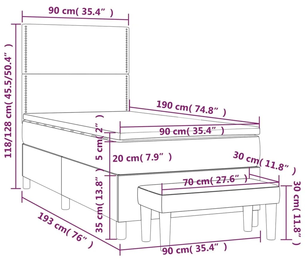 ΚΡΕΒΑΤΙ BOXSPRING ΜΕ ΣΤΡΩΜΑ ΜΑΥΡΟ 90X190 ΕΚ.ΥΦΑΣΜΑΤΙΝΟ 3136479