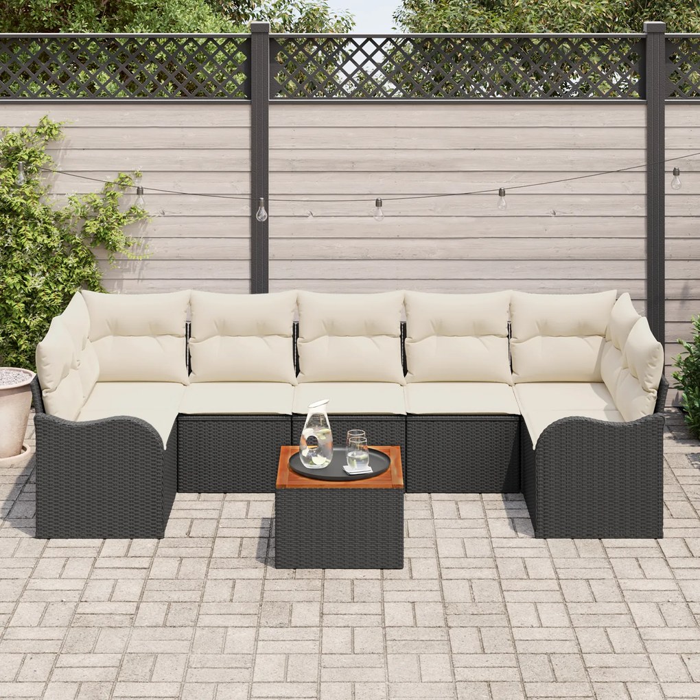 vidaXL Σετ Καναπέδων Κήπου 8 pcs Μαύρος, λευκός Μεγάλο