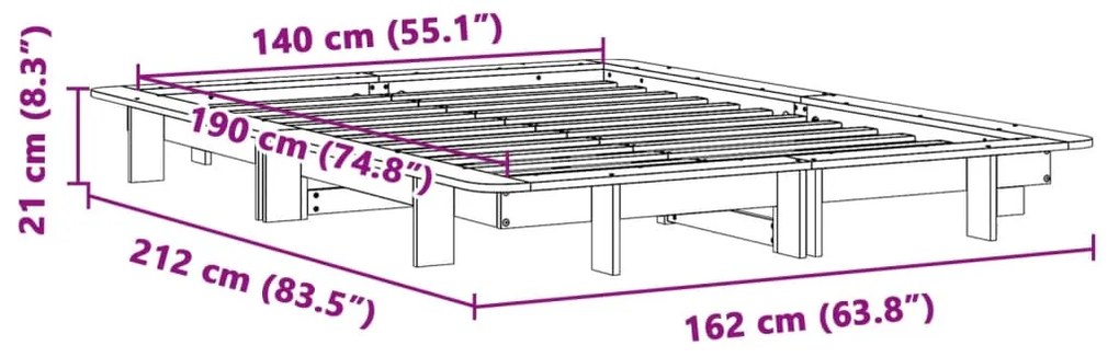 ΣΚΕΛΕΤΟΣ ΚΡΕΒΑΤΙΟΥ ΧΩΡΙΣ ΣΤΡΩΜΑ ΚΑΦΕ 140X190 ΜΑΣΙΦ ΞΥΛΟ ΠΕΥΚΟΥ 850673