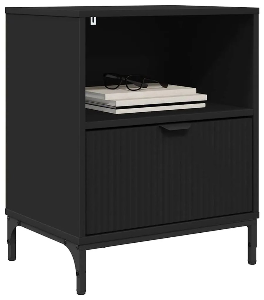 vidaXL Κομοδίνα 2 pcs Μαύρο 49 x 36 x 61 εκ Επεξεργασμένο ξύλο