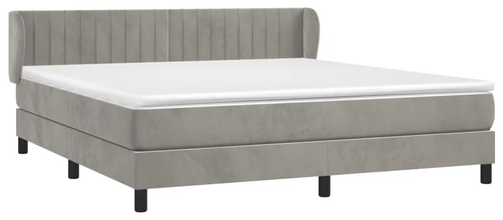 Κρεβάτι Boxspring με Στρώμα Ανοιχτό Γκρι 160x200 εκ. Βελούδινο - Γκρι