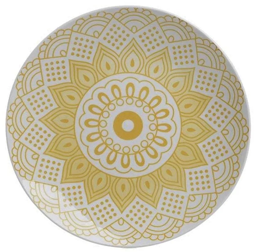 Πιάτο Γλυκού Πορσελάνινο 6-60-043-0026 Φ19cm White-Yellow Click Porcelain