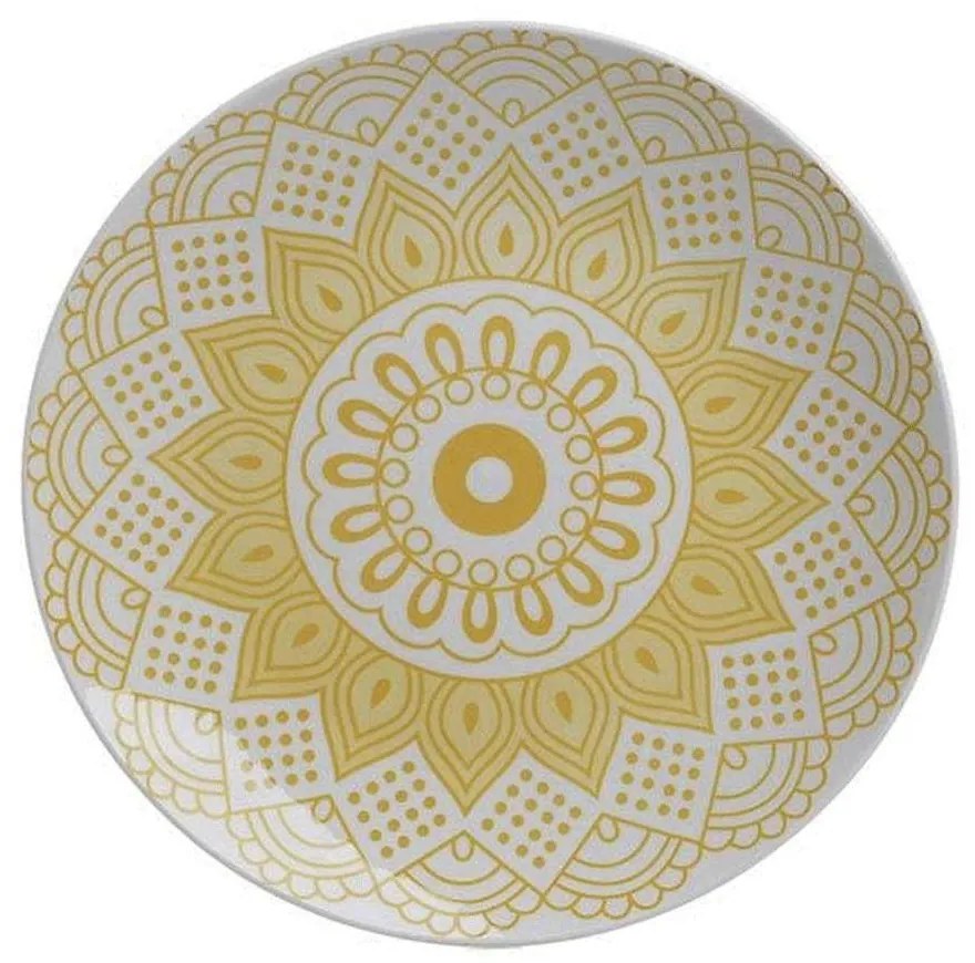 Πιάτο Γλυκού Πορσελάνινο 6-60-043-0026 Φ19cm White-Yellow Click Πορσελάνη