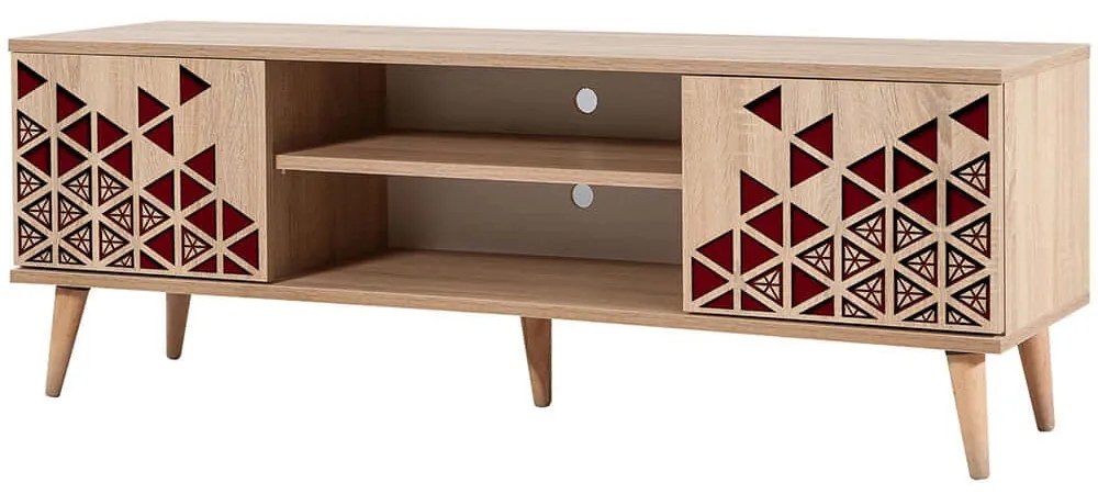 Έπιπλο Τηλεόρασης Truva 863SPH3027 140x40x50cm Oak-Red