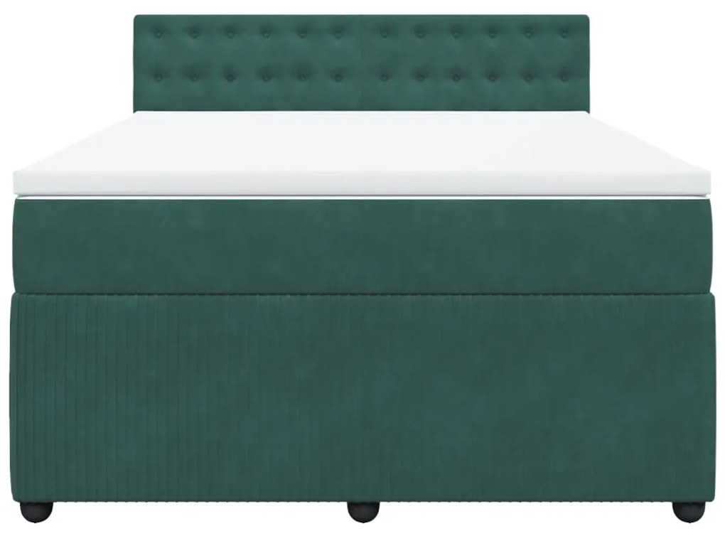 Κρεβάτι Boxspring με Στρώμα Σκούρο Πράσινο 160x200εκ. Βελούδινο - Πράσινο