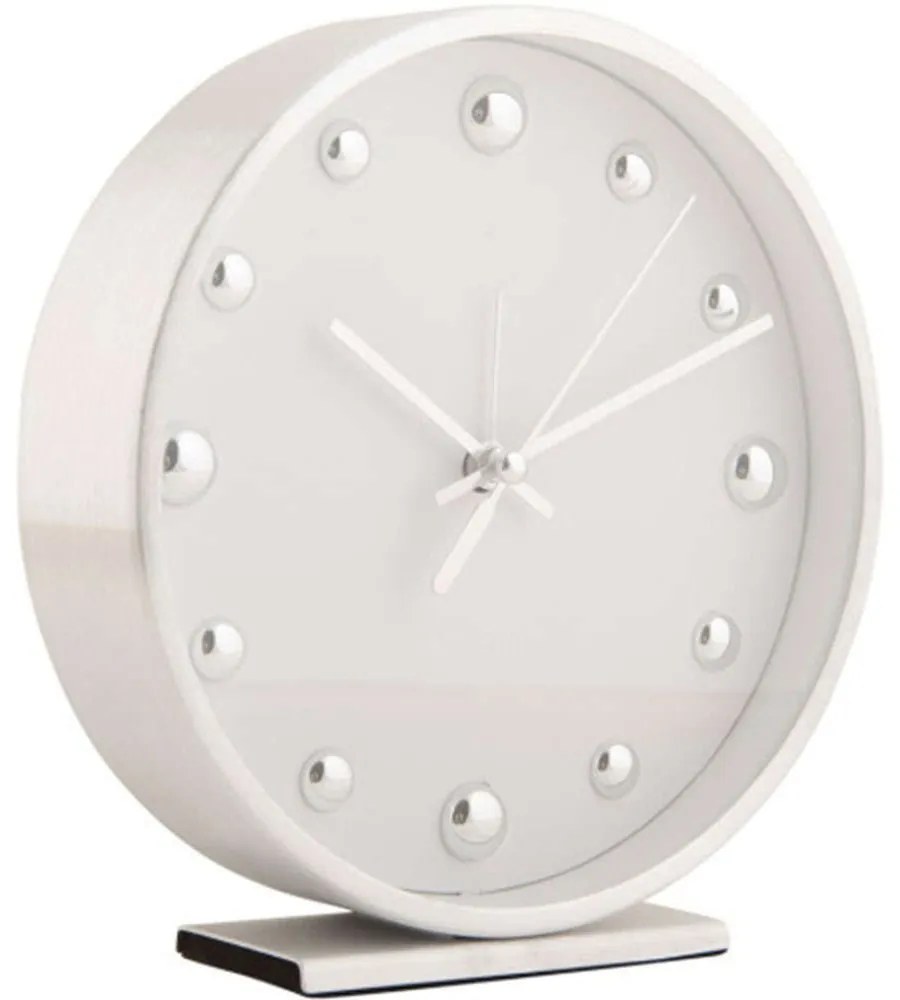 Ρολόι Επιτραπέζιο - Ξυπνητήρι Shiny Dots KA5970WH 15x4,3x15,6cm White-Silver Karlsson Αλουμίνιο