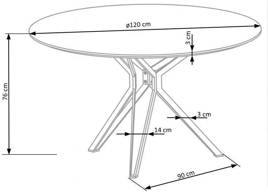 Τραπέζι Houston 541, Χρυσή βελανιδία, Μαύρο, 76cm, 29 kg, Ινοσανίδες μέσης πυκνότητας, Μέταλλο | Epipla1.gr