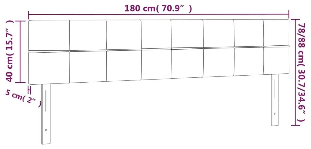 Κεφαλάρια Κρεβατιού 2 τεμ. Αν. Γκρι 90x5x78/88 εκ. Υφασμάτινο - Γκρι