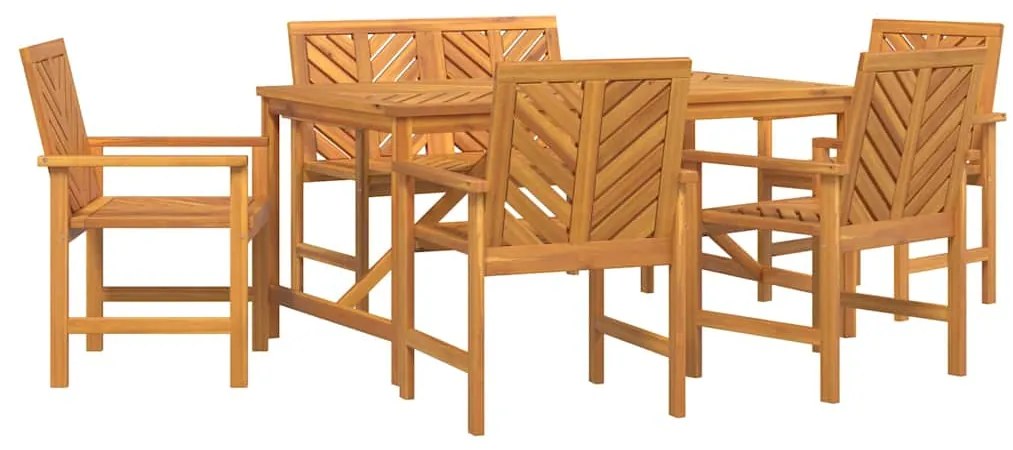 vidaXL Σέτ φαγητού για κήπο 6 pcs Καφέ Στερεό Ξύλο Ακακίας