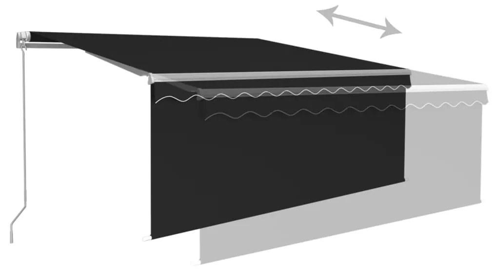 vidaXL Τέντα Συρόμενη Χειροκίνητη με Σκίαστρο Ανθρακί 3 x 2,5 μ.