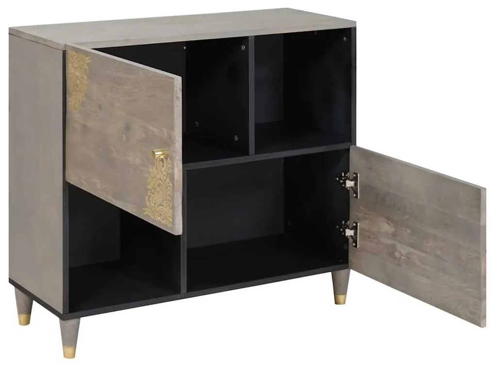 vidaXL Πλαϊνό γραφείο με ράφι με πόρτα Γκρι και Χρυσό 80 x 33 x 75 εκ