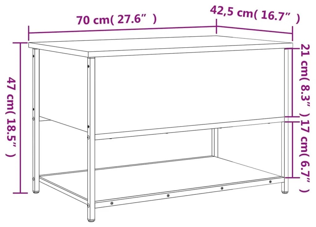 Παγκάκι Αποθήκευσης Καπνιστή Δρυς 70x42,5x47 εκ. από Επεξ. Ξύλο - Καφέ