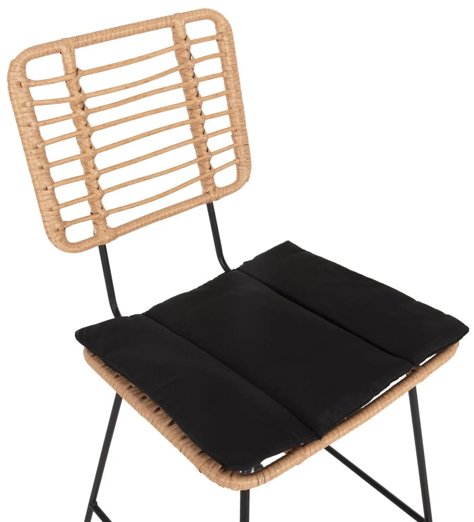 ΣΚΑΜΠΟ ΜΠΑΡ ALLEGRA  ΜΕΤΑΛΛΟ&amp;ΜΑΞΙΛΑΡΙ ΜΑΥΡΟ-WICKER ΜΠΕΖ 56x59x116,5Υεκ. 56x59x116.5 εκ.